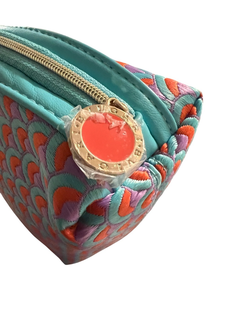 Bvlgari Parfums Luxury Vibrant Peacock Embroidered Cosmetic Pouch Bag - Picture 5 of 6